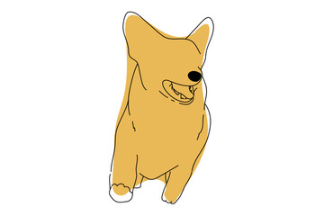 犬　線画　イラストレーション　シンプル　単色