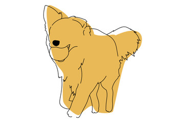 犬　線画　イラストレーション　シンプル　単色