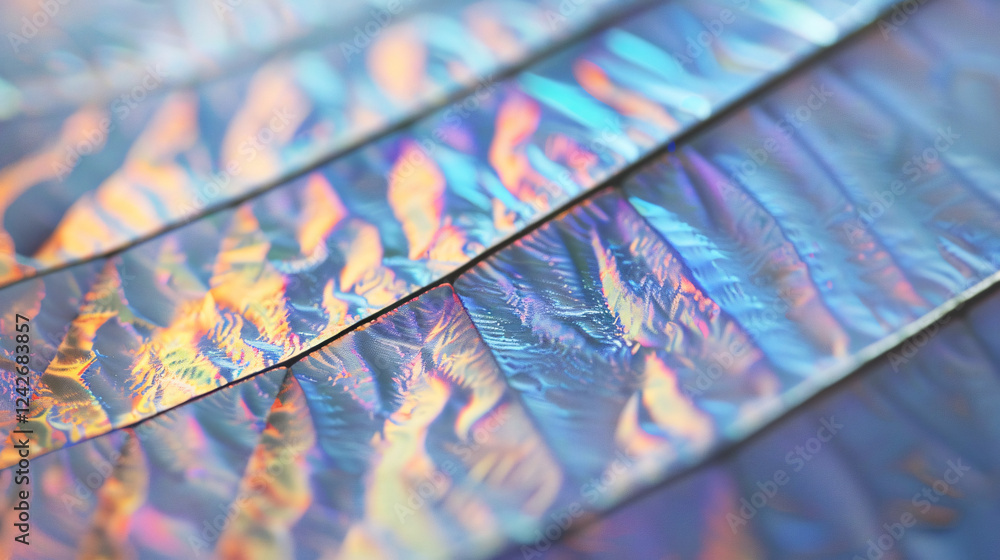 Aufkleber a macro shot of a silicon wafer, featuring an iridescent butterfly, creating a festive tech backgrou