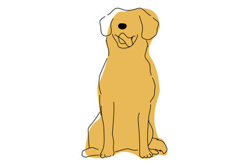 犬　線画　イラストレーション　シンプル　単色