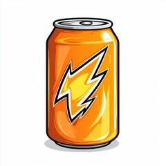 Orange Energy Drink Can with Lightning Bolt Design for Dynamic Beverage Branding and Advertising