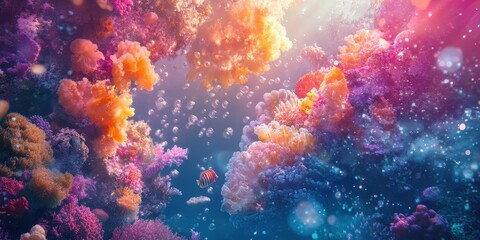 Vibrant Coral Reef Underwater Scene With Fish
