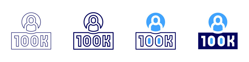 Macro influencer icon in 4 different styles. Thin Line, Line, Bold, and Bold Line. Duotone style. Editable stroke