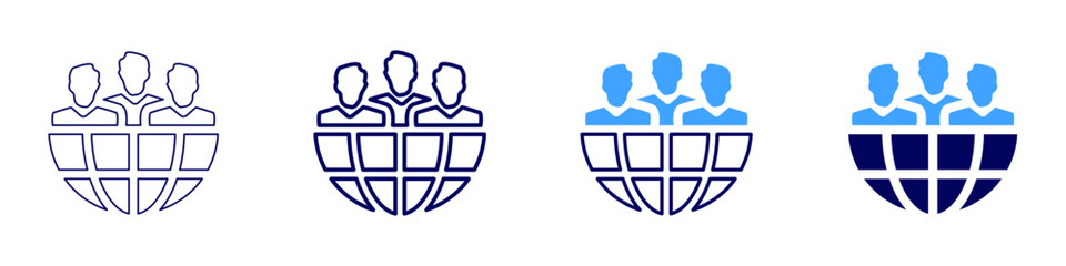 Network compliance icon in 4 different styles. Thin Line, Line, Bold, and Bold Line. Duotone style. Editable stroke