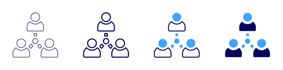 Network hub icon in 4 different styles. Thin Line, Line, Bold, and Bold Line. Duotone style. Editable stroke