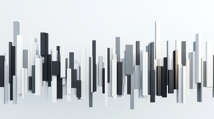 Obraz premium Elegant 3D Data Visualization with Modern Columns and Geometric Shapes in Minimalist Design