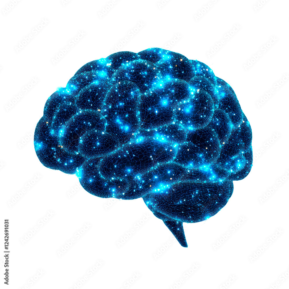 Poster digital ai brain isolated on transparent background