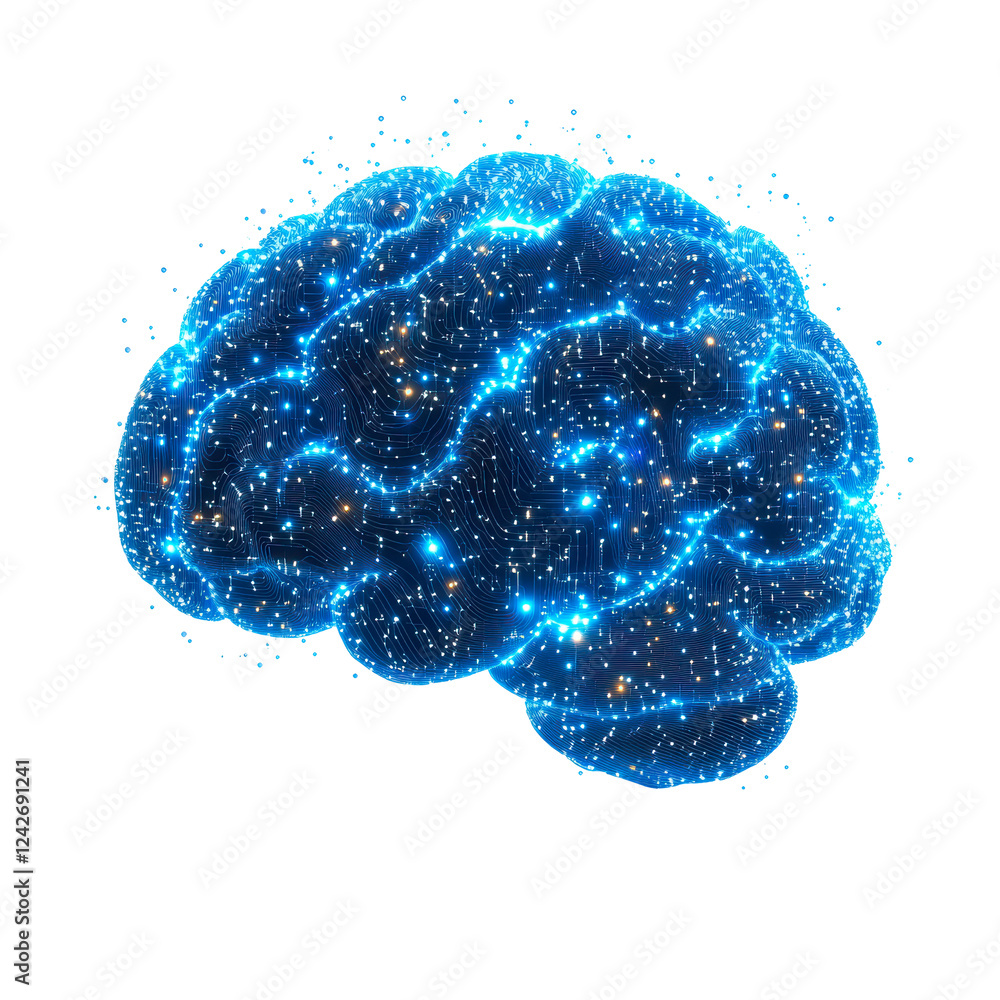 Poster digital ai brain isolated on transparent background