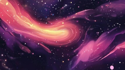 A bright, abstract space background with stars and nebula glows in the dark cosmos