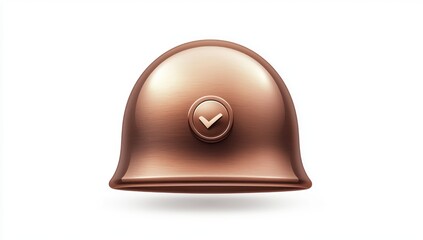 Fototapeta premium Bronze minimalist notification bell, indicating one alert, set on a white background for social media content.
