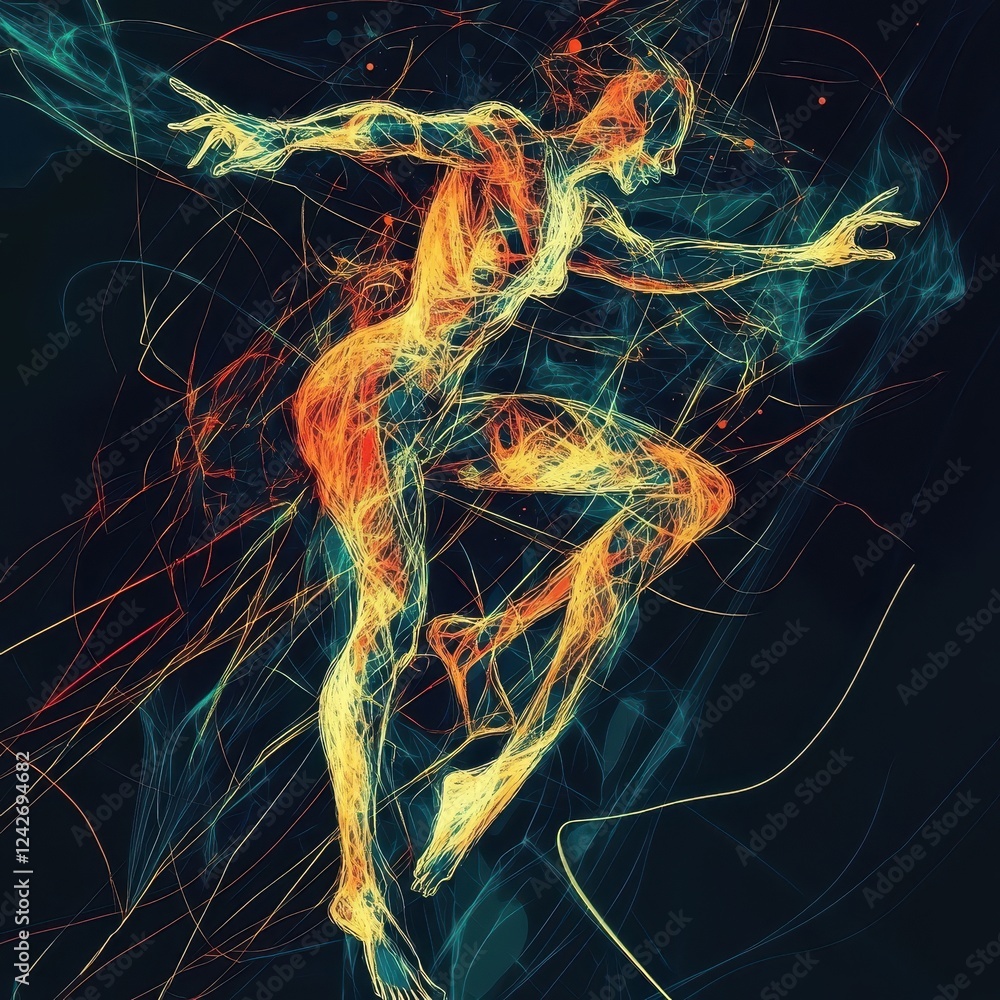 Poster abstract figure in dynamic artistic pose