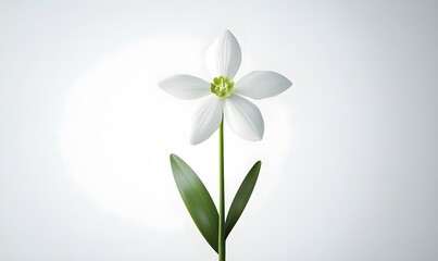 Obraz premium Single white snowdrop flower, spring bloom, soft background, nature's purity, greeting card