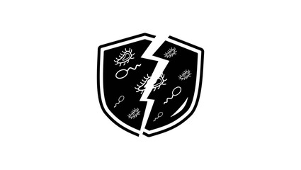 immunodeficiency symbol, black silhouette of isolates