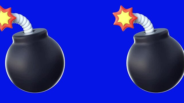 Cartoon bumb motion animation blue screen.