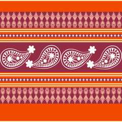 Vintage floral lace damask pattern with pink stripes 