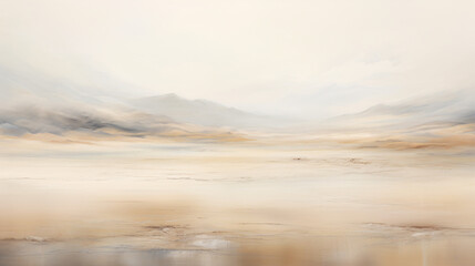 Naklejka premium A soft impressionistic landscape with a scenic foreground, ideal for a website background or banner.