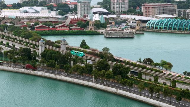 4K Drone Aerial Footage from Singapore Vivo-Sentosa By Tram
