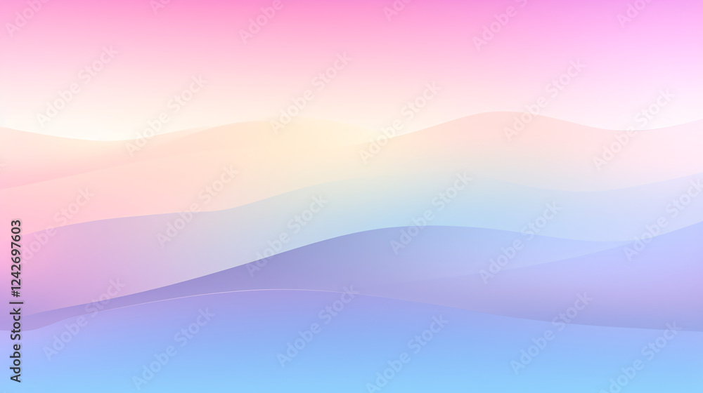 Aufkleber A soft pastel rainbow gradient background with subtle design, ideal for a website display banner.

