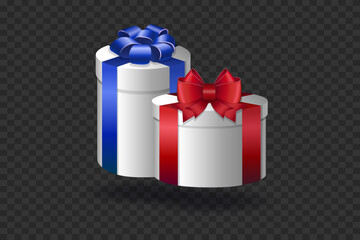 Gift boxes with ribbons. On a transparent background. EPS10