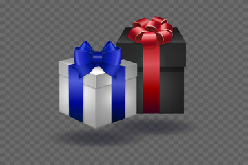 Gift boxes with ribbons. On a transparent background. EPS10