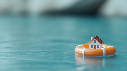 House on life preserver, flood risk, insurance