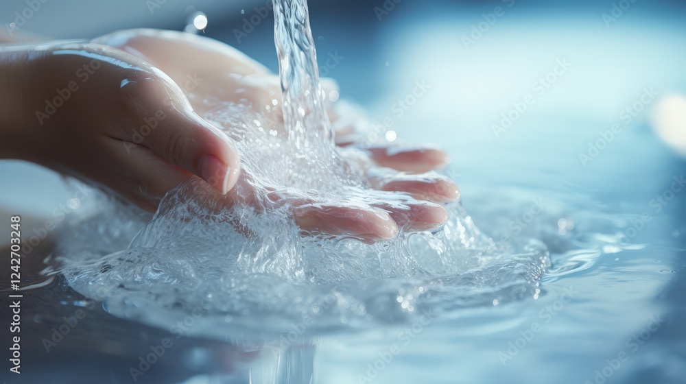 Aufkleber hands under flowing water emphasizing hygiene and healthy practices for a clean and safe environment