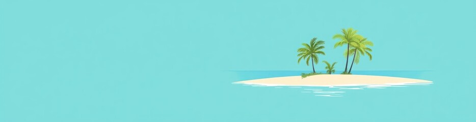 Obraz premium Tropical island with palm trees in turquoise ocean.