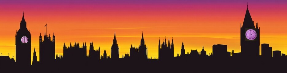 Obraz premium London skyline silhouette at sunset.