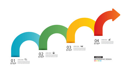 Infographics arrow symbol timeline business steps to success.