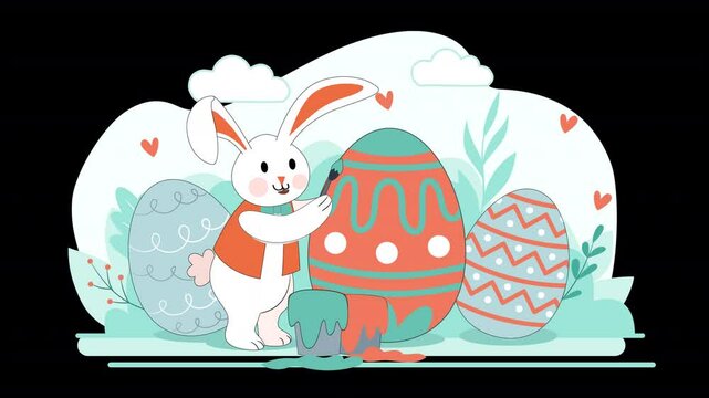 Celebrate Easter with this flat character animation scene, featuring delightful Easter-themed characters for festive projects.