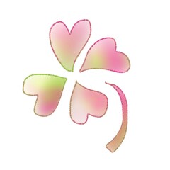 ピンク色の四葉のクローバのイラスト