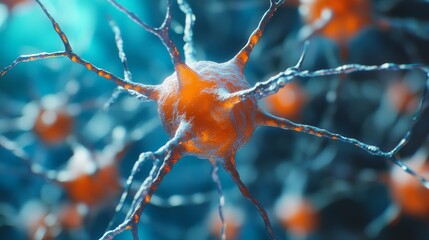 3d rendering of human cells on a blue background, close-up view, science and medical research visualization


