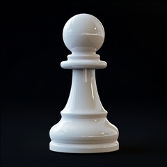Glossy White Chess Pawn Piece on Black Background for Game Lovers