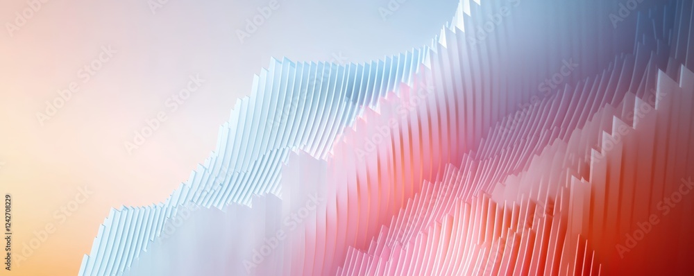 Poster an innovative financial chart glowing with sharp peaks and smooth curves, blending intricate data vi