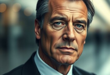 Fototapeta premium Photorealistic portrait of a wealthy male individual with a sophisticated appearance