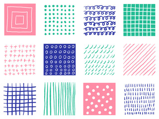 手描きあしらいセット　四角　かわいい