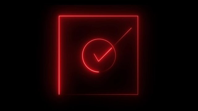 glowing neon simple rocket icon animation 4k video on black background.