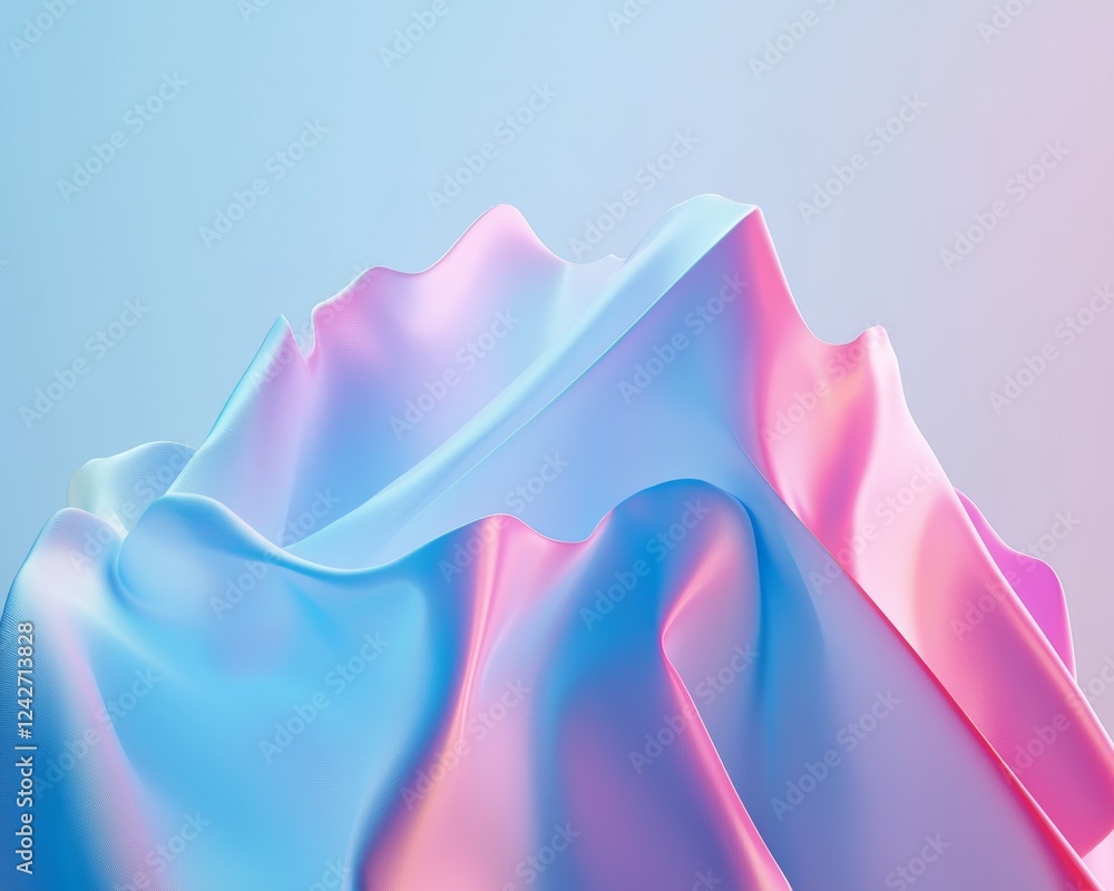 Poster an abstract yet precise financial graph, where glowing blue and pink tones combine with dynamic tren