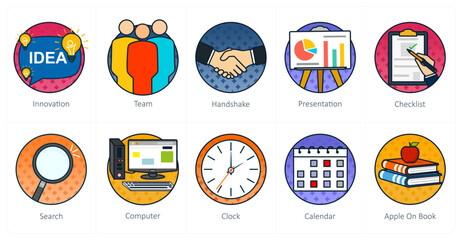 A set of 10 business icons as innovation, team, handshake