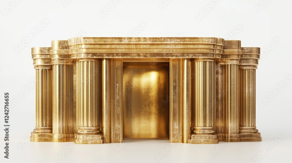 Poster golden architectural structure with columns and entrance design