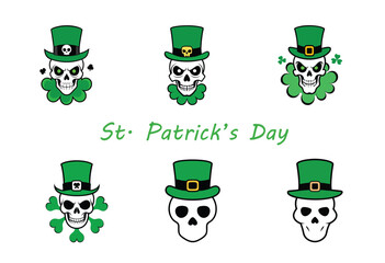 St. Patrick's Day Skull, St. Patrick Hat, Skull, Skeleton Vector, Vector St. Patrick's Day Skull.