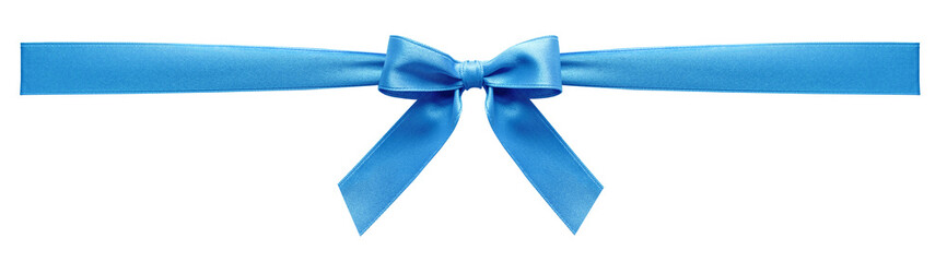 Premium of shiny blue tied silk,satin ribbon bow,showing fabric delicate texture for decoration...