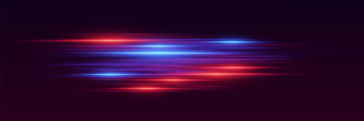 Light effect of red and blue lines. Special effect of horizontal movement and speed.