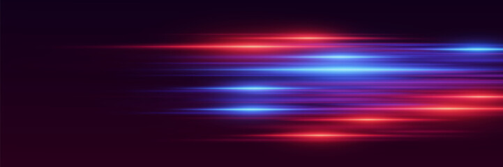 Light effect of red and blue lines. Special effect of horizontal movement and speed.