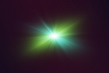 Light flash of light. Neon light star, burst of light and flash.