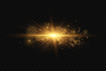 Obraz premium Shining star light flare effect and glitter explosion. On a transparent background.