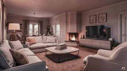 living room with fireplace