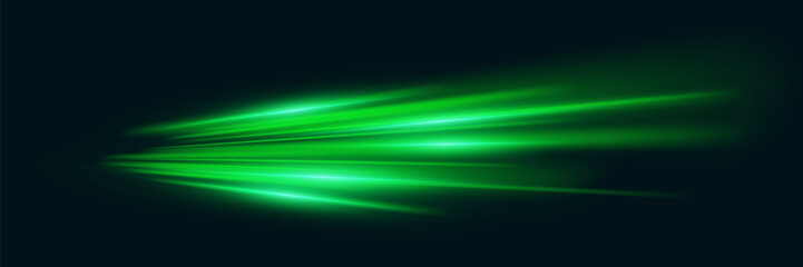 Flash of green light and speed lines. Vector illustration © Oleksandr