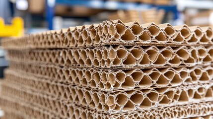 Stacked cardboard sheets showcasing a honeycomb structure for packaging purposes.