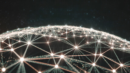 A web of radiant nodes connected by shimmering, pulsating lines.